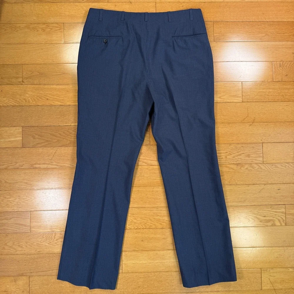 Oxxford Clothes Artisan's Seal Mens Blue Pinstripe Wool Dress Pants 36x30.5